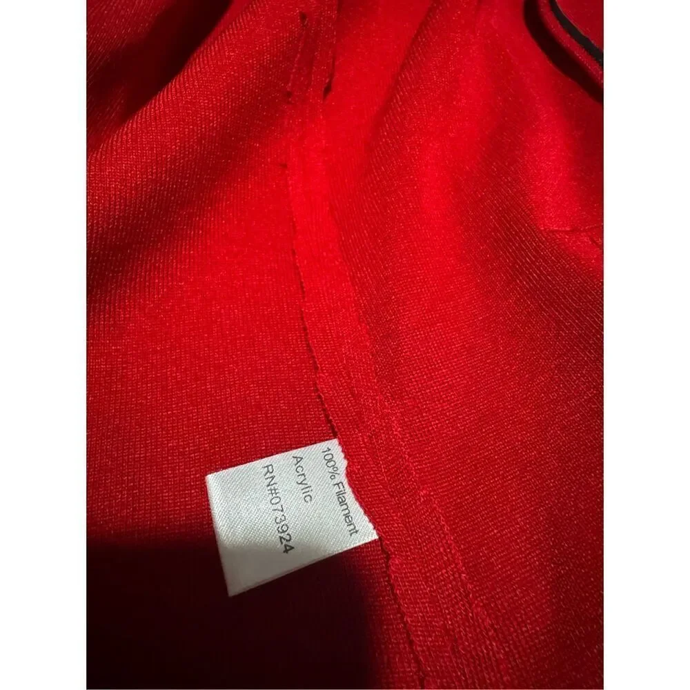 Ming Wang red open front black trim sweater clasp closure M